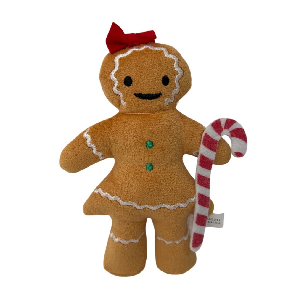 Target Plush Gingerbread Girl Holiday Cookie 8" Brown Candy Cane NWT 234170528